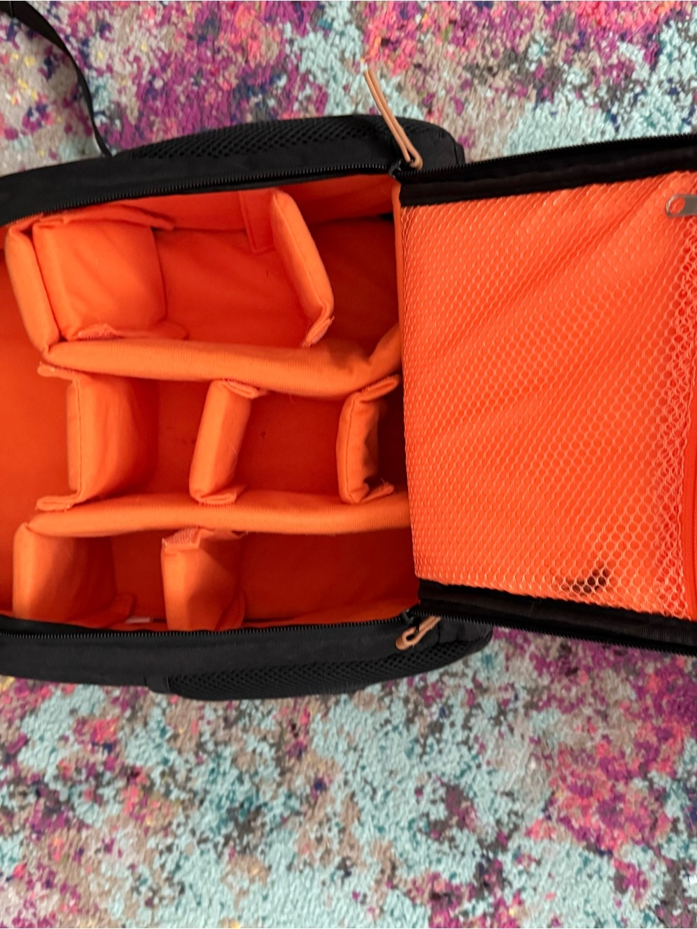 Compact Camera Insert Bag with Bright Orange Interior